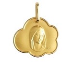 Médaille vierge  or jaune 9 carats