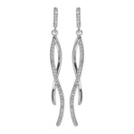 BOUCLES D&#039;OREILLES TIGE ARGENT RHODIE 2 BRANCHES OXYDES BLAN