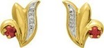 Boucles d&#039;oreilles bicolore rubis or 18 carats