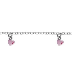 Bracelet argent rhodi 3 pampilles coeurs rose