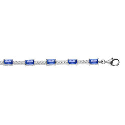 BRACELET ARGENT RHODIE OXYDES BLEU FONC ET BLANCS