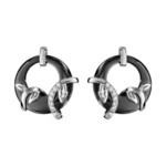 Boucles d&#039;oreilles argent cramique noire