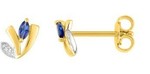 Boucles d&#039;oreilles plaqu or saphir &amp; oxydes