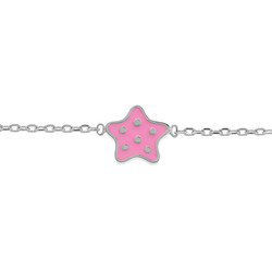 BRACELET ARGENT RHODIE ETOILE A POIDS RESINE ROSE