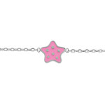 BRACELET ARGENT RHODIE ETOILE A POIDS RESINE ROSE  