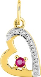 Pendentif coeur rubis or jaune 9 carats