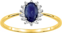 Bague entourage saphir oxydes or jaune 9 carats