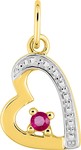 Pendentif coeur rubis or jaune 9 carats