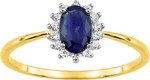 Bague entourage saphir oxydes or jaune 9 carats