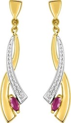 Boucles d'oreilles or jaune  rubis Rhodium 9KGL304BR