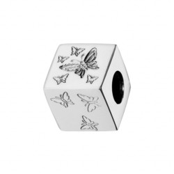 Charms coulissant argent rhodi avec cube avec pap