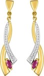 Boucles d&#039;oreilles or jaune  rubis Rhodium 9KGL304BR