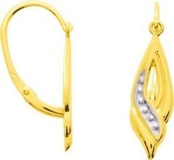 Boucles d'oreilles dormeuse or jaune & rhodium