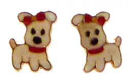 Boucles d'oreilles chien  laqu Or