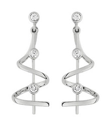 Boucles d'oreilles pendante, argent et brillants ASWB24Z