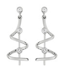 Boucles d&#039;oreilles pendante, argent et brillants ASWB24Z 