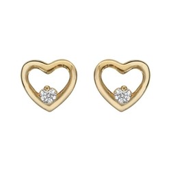 Boucles d'oreilles coeur ajoure plaque oxydes blancs
