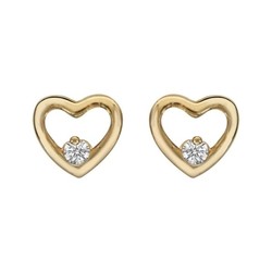 Boucles d'oreilles coeur ajoure plaque oxydes blancs