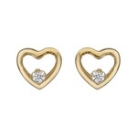 Boucles d&#039;oreilles coeur ajoure plaque oxydes blancs