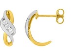 BOUCLES OREILLES OR 9 CT BICOLORE TRILOGIE