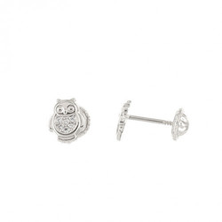 Boucles d'oreilles Hibou or blanc