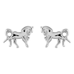 Boucles d'oreilles argent rhodi cheval