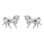 Boucles d&#039;oreilles argent rhodi cheval