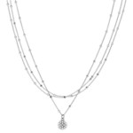 Collier argent rhodi triple chaine cubes pastille oxydes