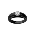 Bague argent rhodi ceramique noire