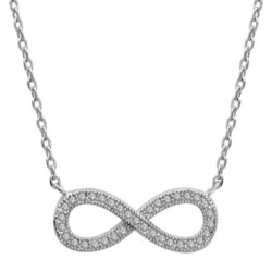 COLLIER ARGENT RHODIE FORME HUIT INFINI PIERRES BLANCHES S
