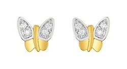 BOUCLES OREILLES OR 9 CT PAPILLON BICOLORE