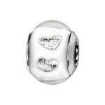  Charms coulissant argent rhodi Murano Blanc mat avec Coeur