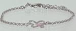 Bracelet argent rhodi papillon laqu rose