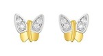 BOUCLES OREILLES OR 9 CT PAPILLON BICOLORE