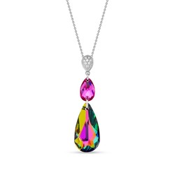 Collier Double Teardrop argent rhodi  Cristal