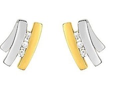 Boucles d'oreilles clous 6 diamants bicolore