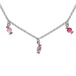 collier argent rhodi 3 pampilles bonbons rose