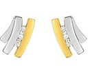 Boucles d&#039;oreilles clous 6 diamants bicolore