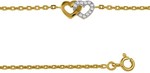 Bracelet plaque or double coeur oxyde de zirconium