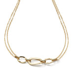 COLLIER OR 375 3ANNEAUX DOUBLE CHAINE 