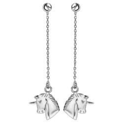 Boucles d'oreilles argent pendante licorne