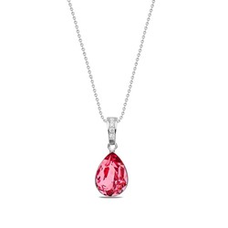 Collier Classy Pear argent rhodi  cristal