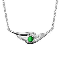 collier argent pierre verte 42+3cm