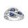 COLLIER ARGENT RHODIE 3 NAVETTES PIERRES BLEU SYNTHETIQUE 