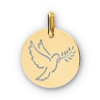 Mdaille colombe or jaune 9 carats