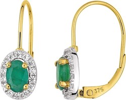 Boucles d'oreilles dormeuse emeraude et zirconium 3PZ84BETZ