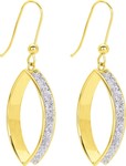 Boucles d&#039;oreille or jaune pendante &amp; glitter scintillante 