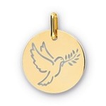 Mdaille colombe or jaune 9 carats