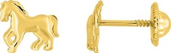 Boucles d'oreilles or jaune 9 carats cheval