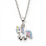 COLLIER 925 TT ARGENT LICORNE LAQU BLANC/ROSE/BLEU